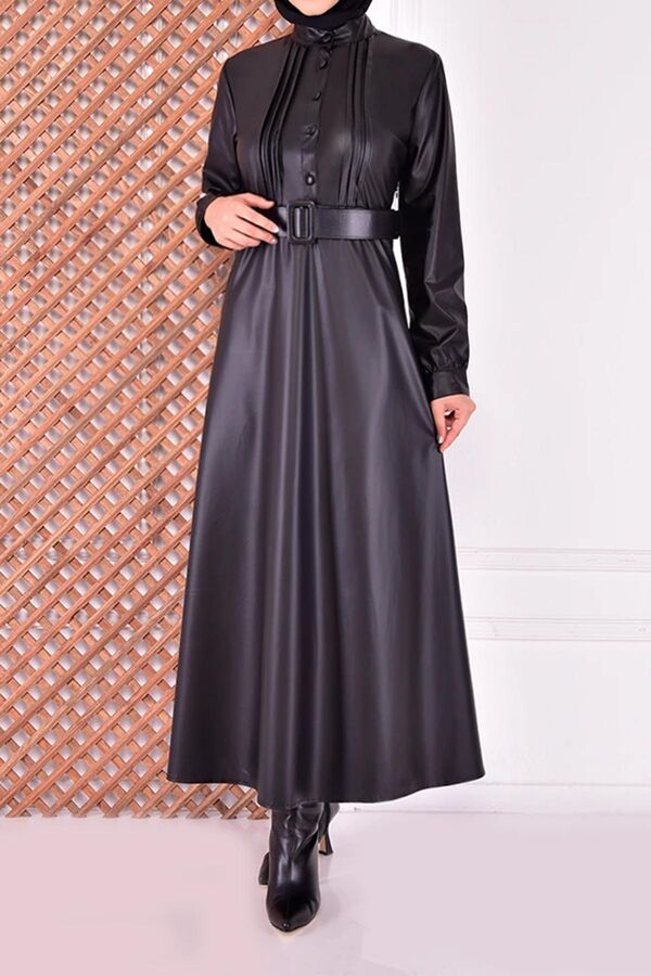 فساتين جلد طويلة للمحجبات